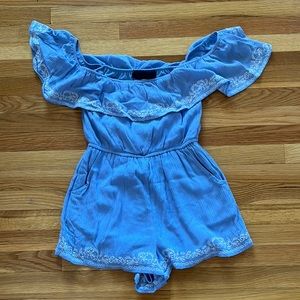 Blue and White Romper